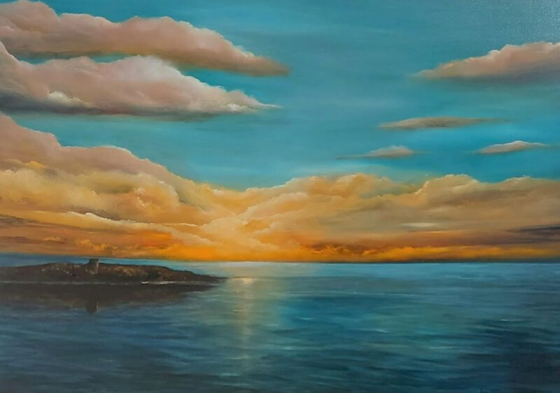 Dalkey Island landscape oil painting 40x30 inches